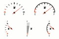 Fuel gauge indicator icons set. Car dial meter of gas, petrol, gasoline or diesel. Vector Royalty Free Stock Photo